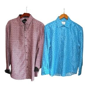 BUNDLE Alex Vando & Montee Holland LOT of 2 Men's Stylish Button Up Shirts Large